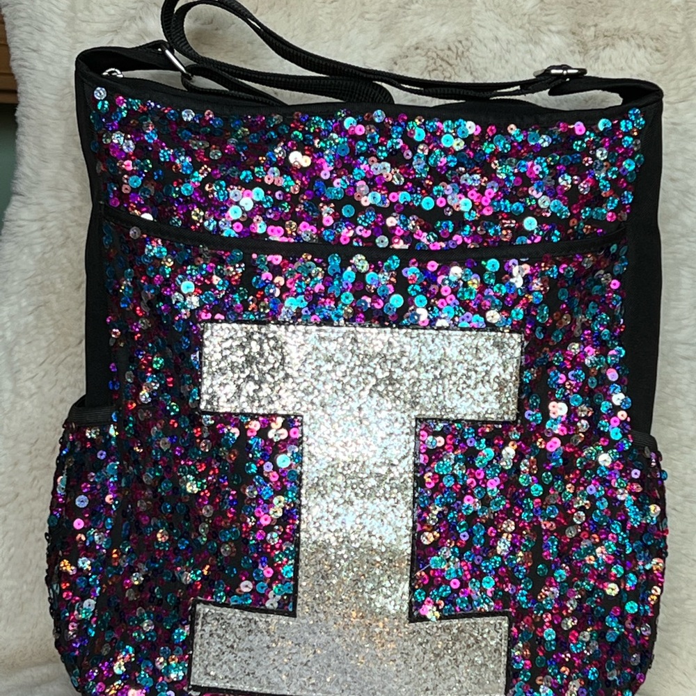 SEQUINED MONOGRAMMED TOTE BAG